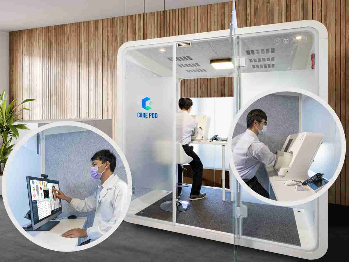 达擎于医疗科技展中展出＂远距诊疗舱＂，，以因应医疗数字化及社会高龄化趋势下、、、、复诊及慢性病患等族群对于远距看诊需求逐渐升高所推出的创新整合方案。。。。多功能合一、、、、高隐私性的远距诊疗舱可根据病患端与医师端的不同需求，，提供弹性化及客制化功能，，，节省医生和病患的精力及时间