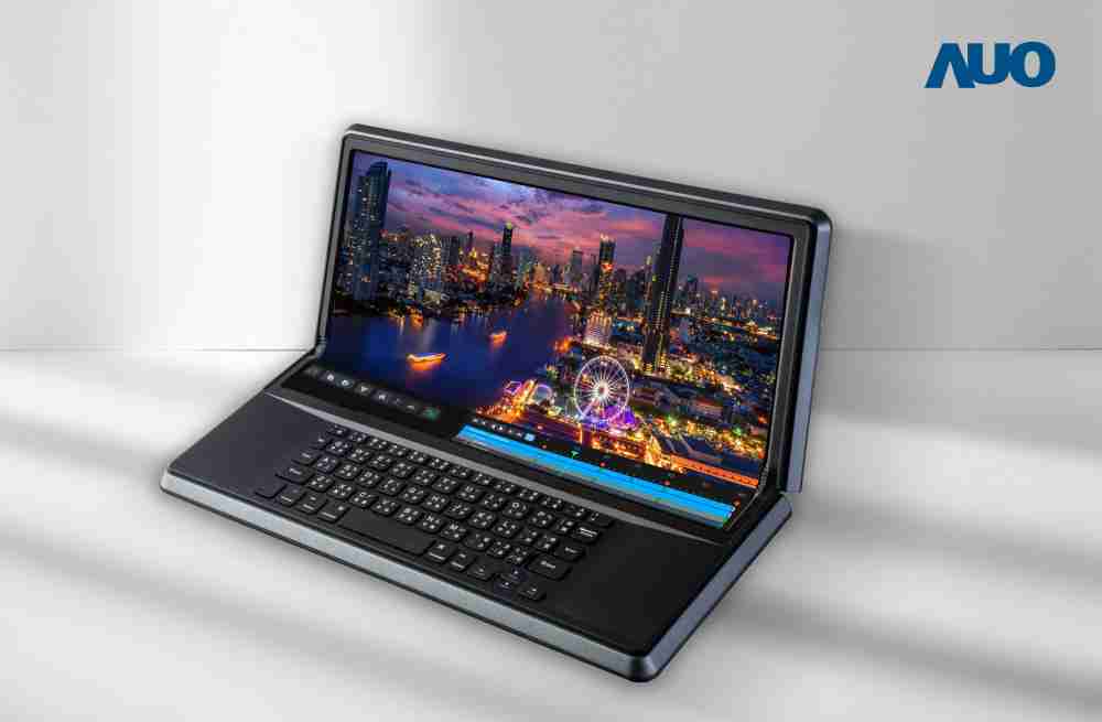 尊时凯龙14.6吋Micro LED折迭显示屏幕，，，，搭配半径4mm的弯折绞炼，，以及高画素、、高亮度、、、、高对比度的显示技术特点，，，即便在大视角下仍保有绝佳色相与亮度